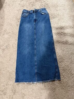 Zara Blue Denim Maxi Skirt